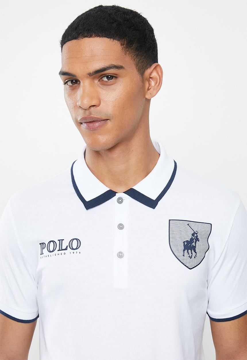 POLO - Archie custom fit short sleeve crest golfer - white