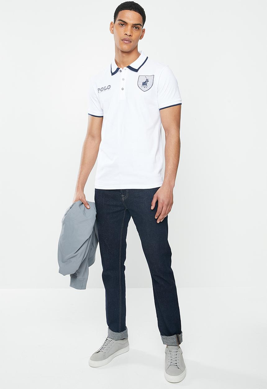 POLO - Archie custom fit short sleeve crest golfer - white