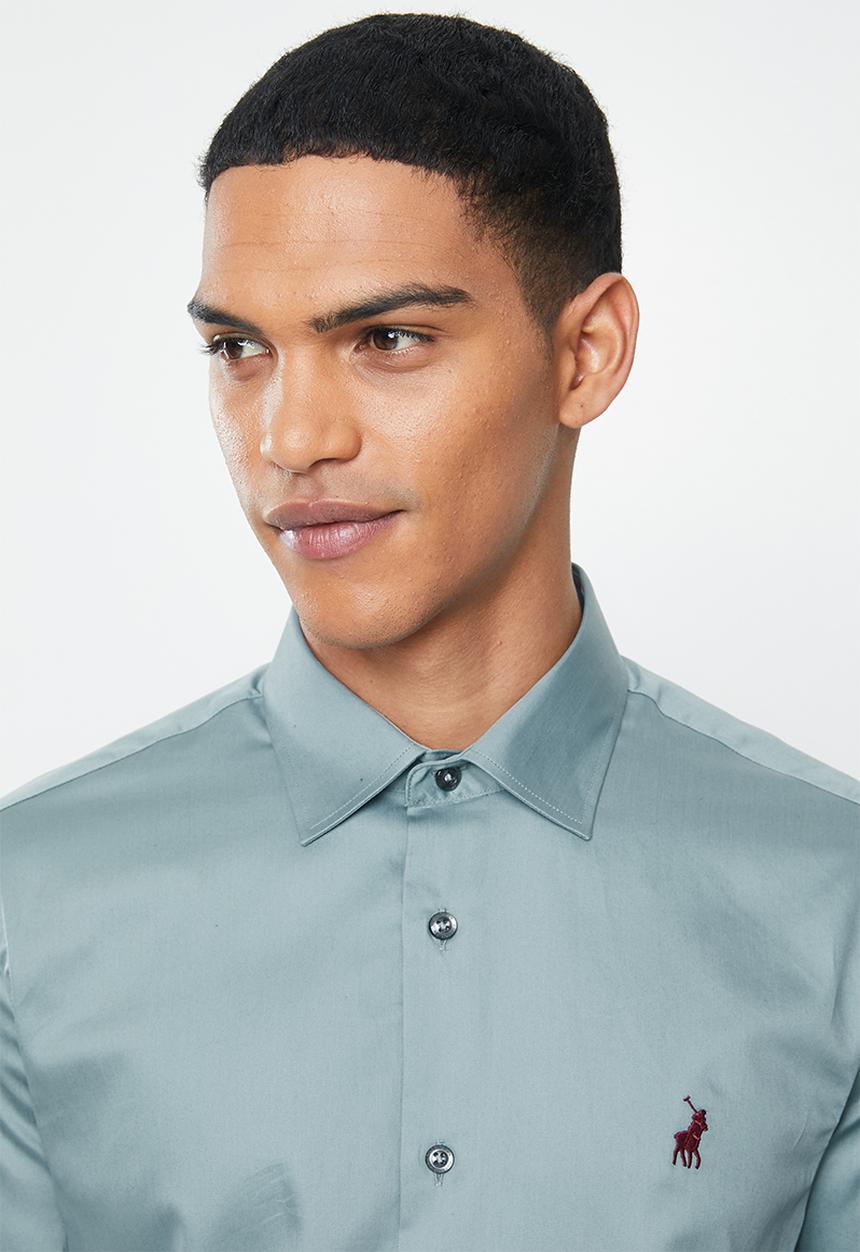 POLO - Greig long sleeve shirt - blue grey