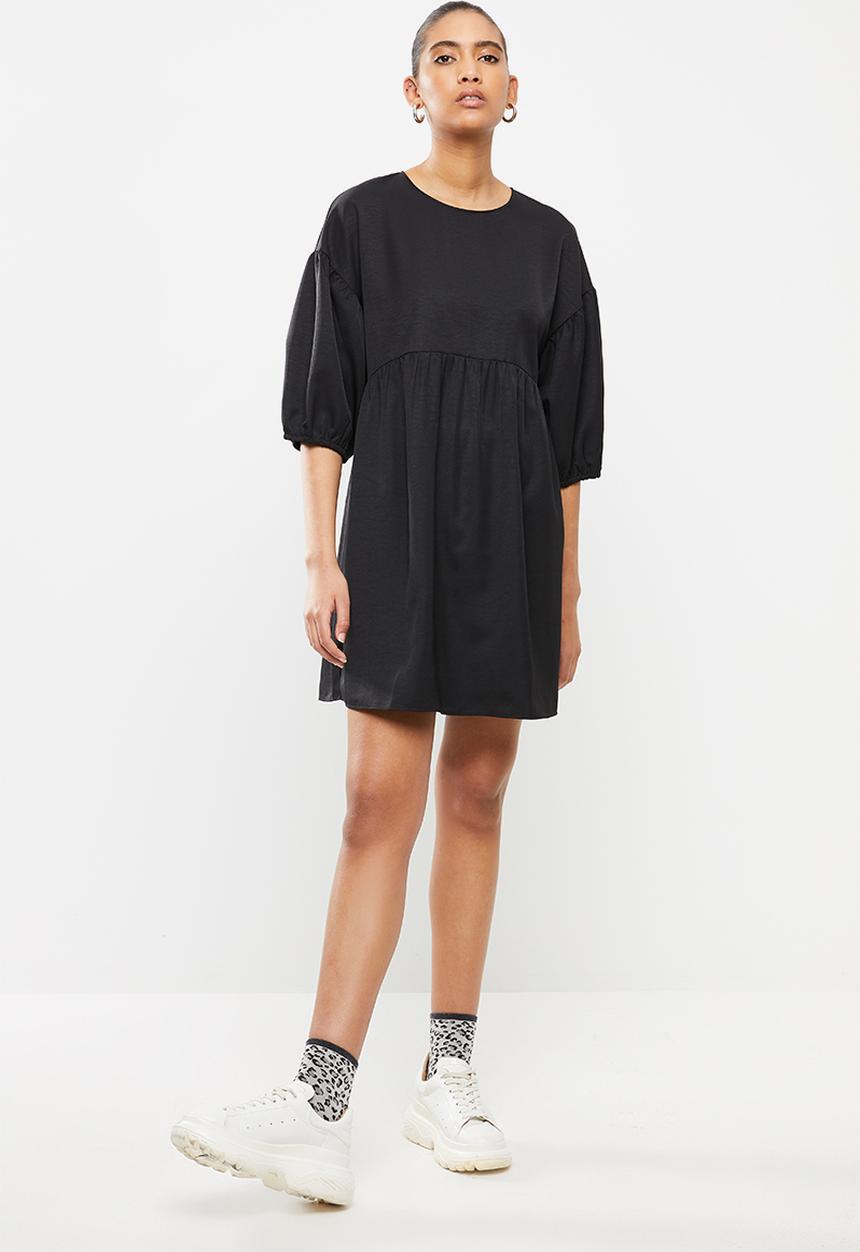 Blake - Tiered mini dress with baloon sleeve - black