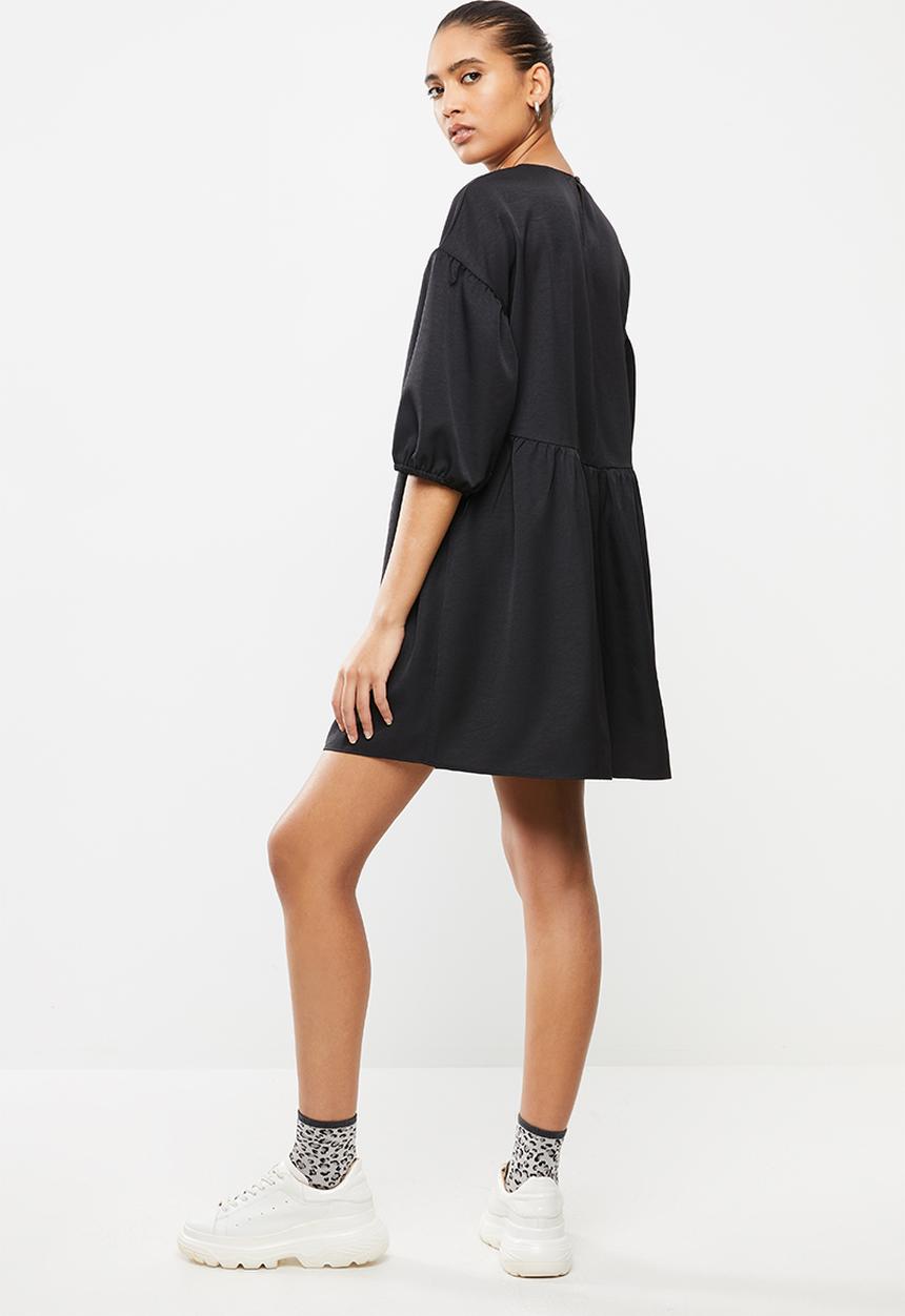 Blake - Tiered mini dress with baloon sleeve - black