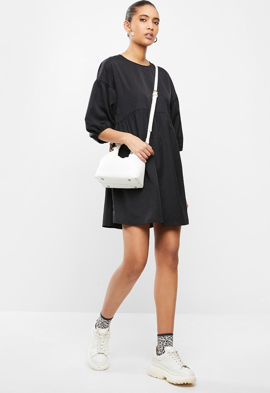 Blake - Tiered mini dress with baloon sleeve - black