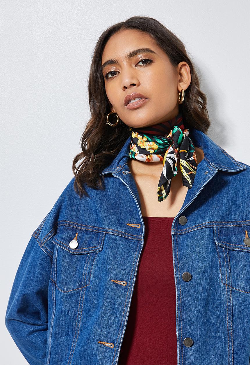 Superbalist - Spring floral print neckerchief - black