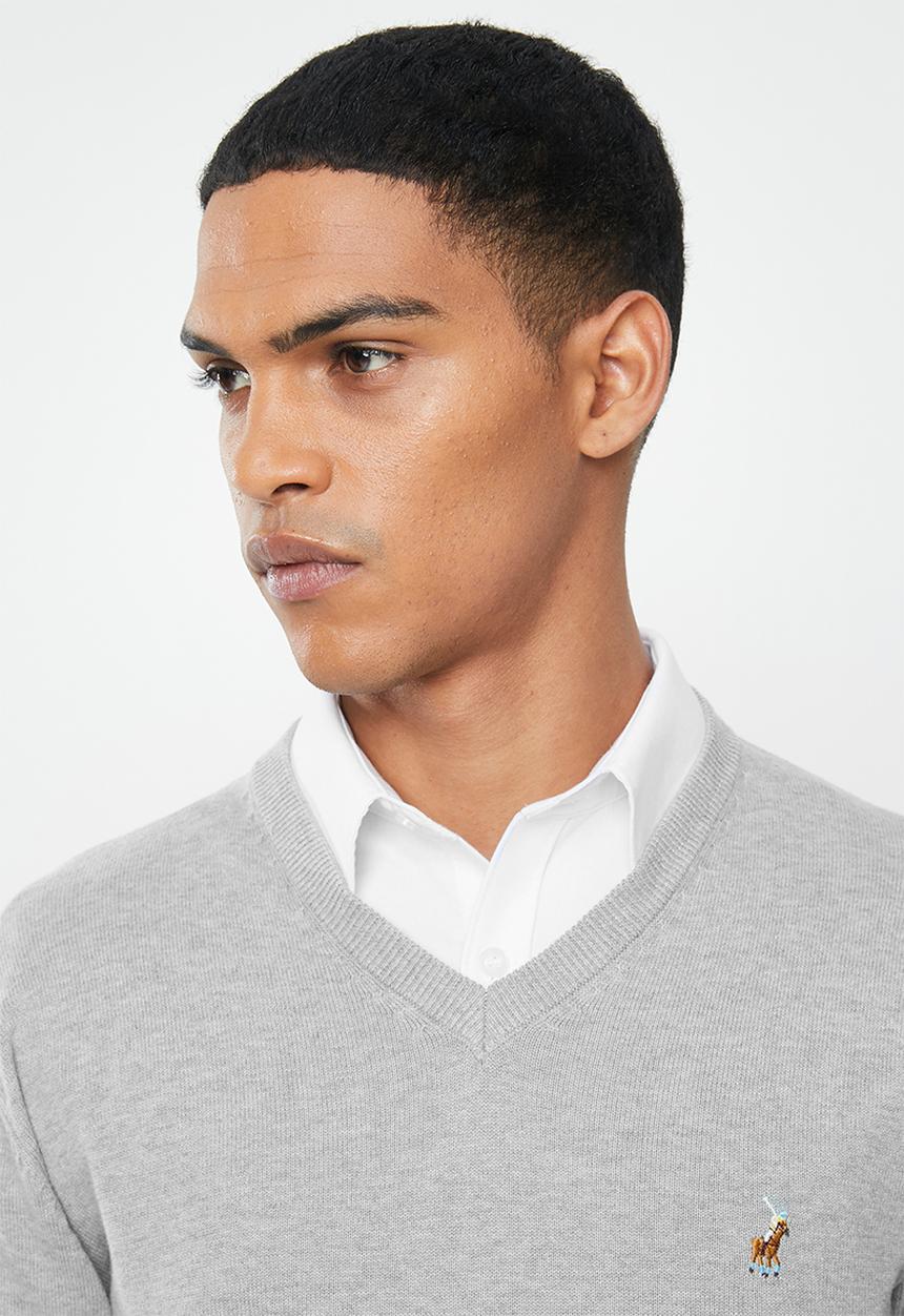 POLO - Luke long sleeve v-neck pullover - grey 