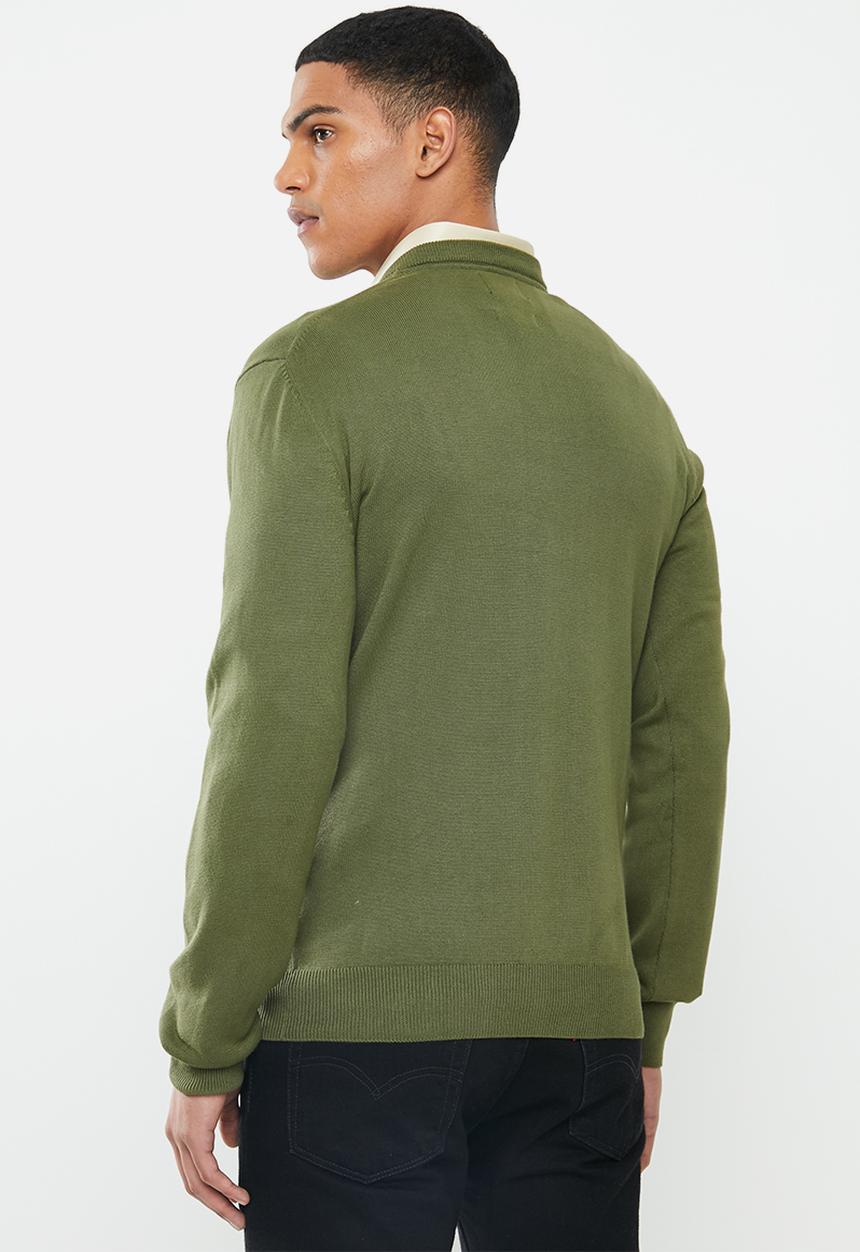 POLO - Luke long sleeve v-neck pullover - green