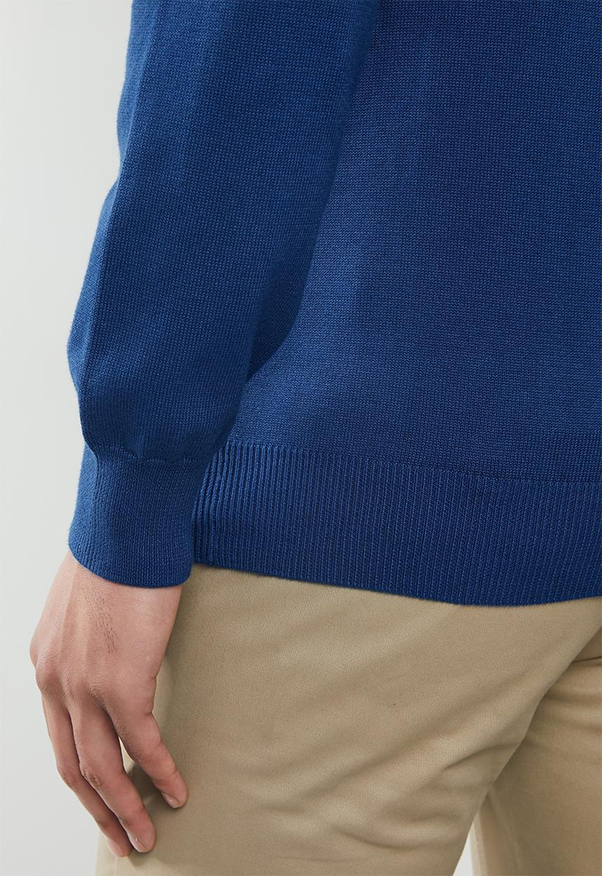 POLO - Luke long sleeve v-neck pullover - blue