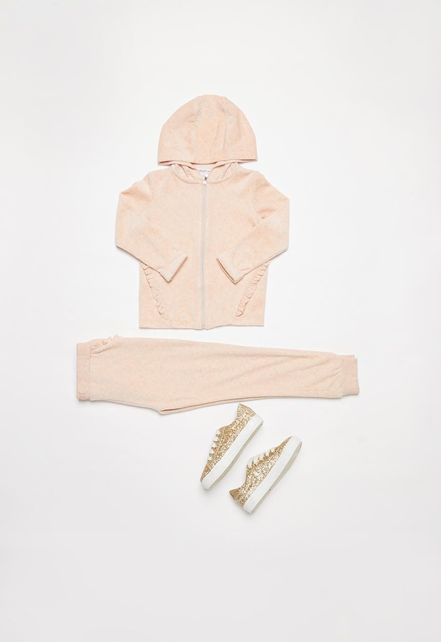 MINOTI - Kids velour jogpant - pink 