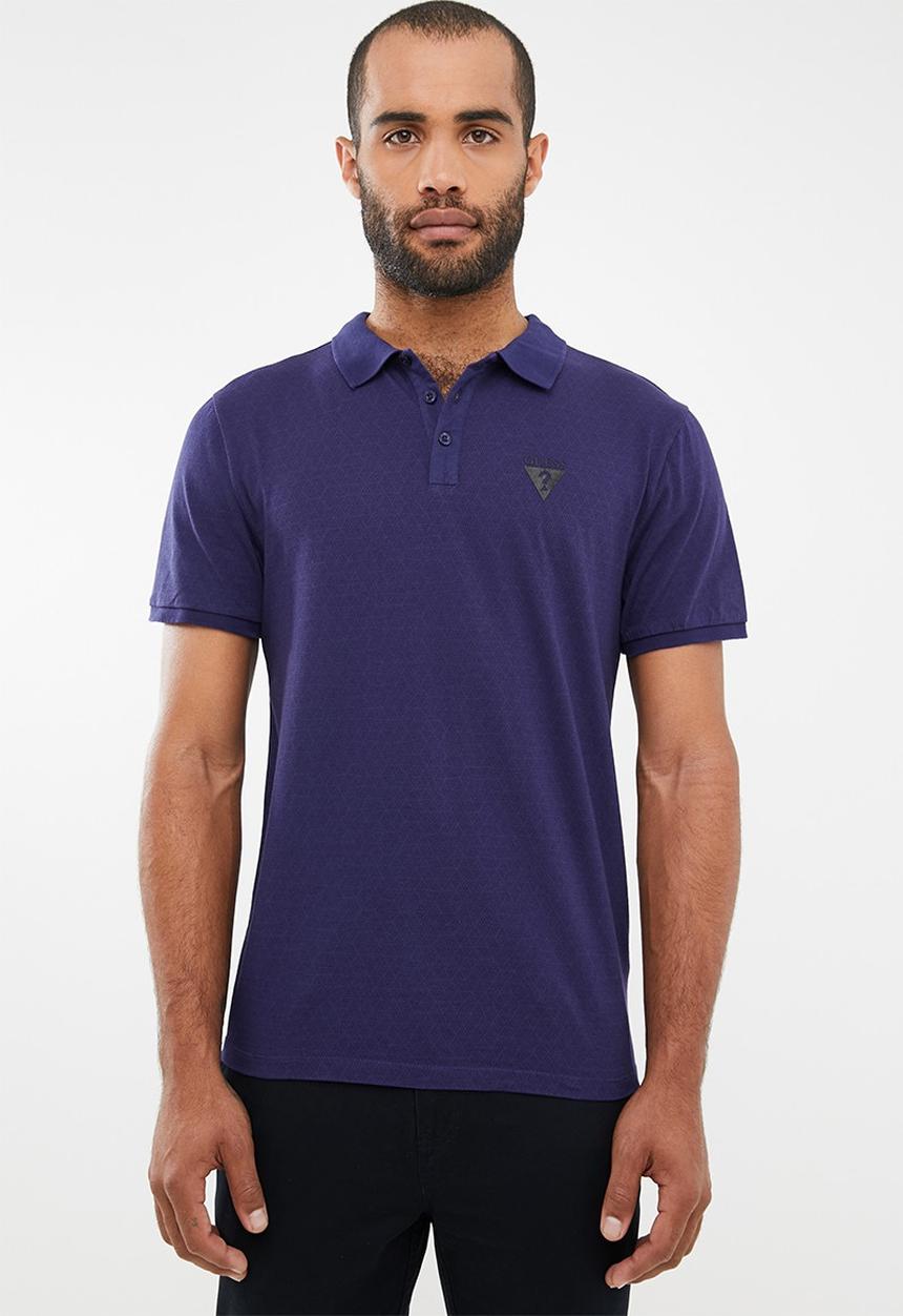 GUESS - Short sleeve geometric polo - purple 