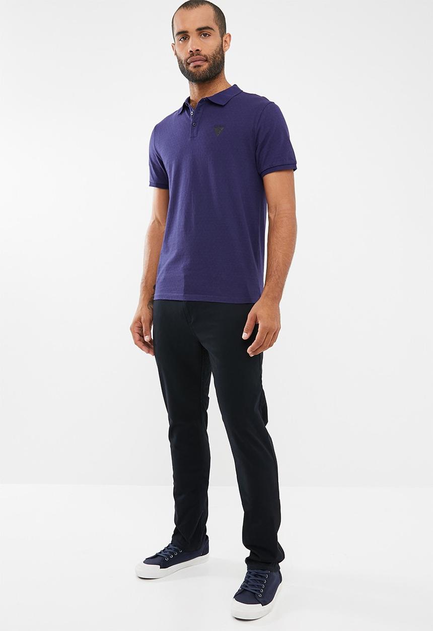GUESS - Short sleeve geometric polo - purple 