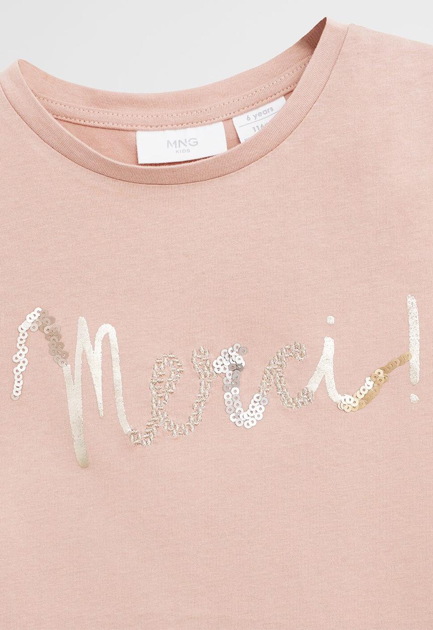 MANGO - T-shirt merci  - pink 