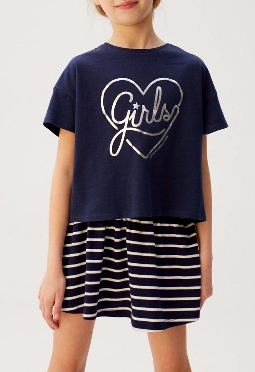 MANGO - Skirt skaty6 - navy & white 