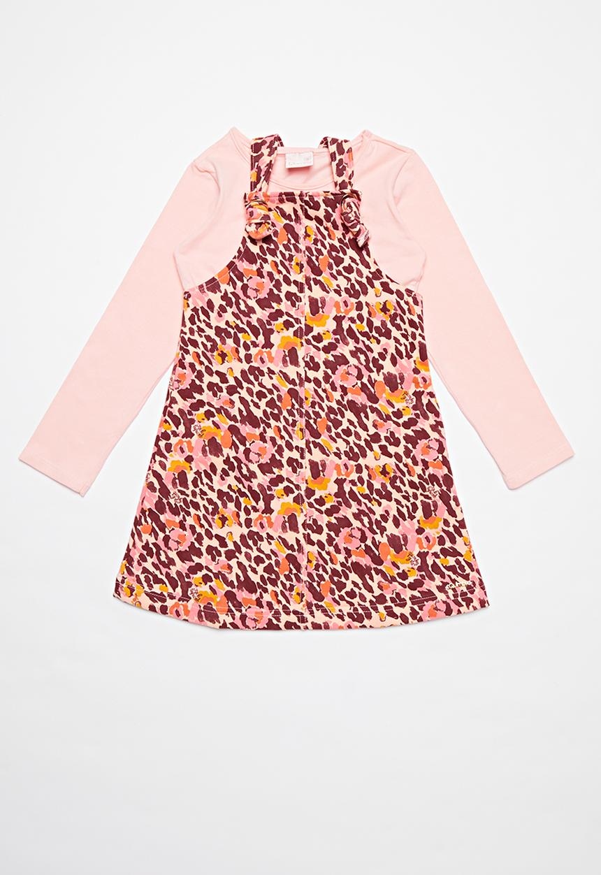 Quimby - Girls pinafore & blouse set - pink