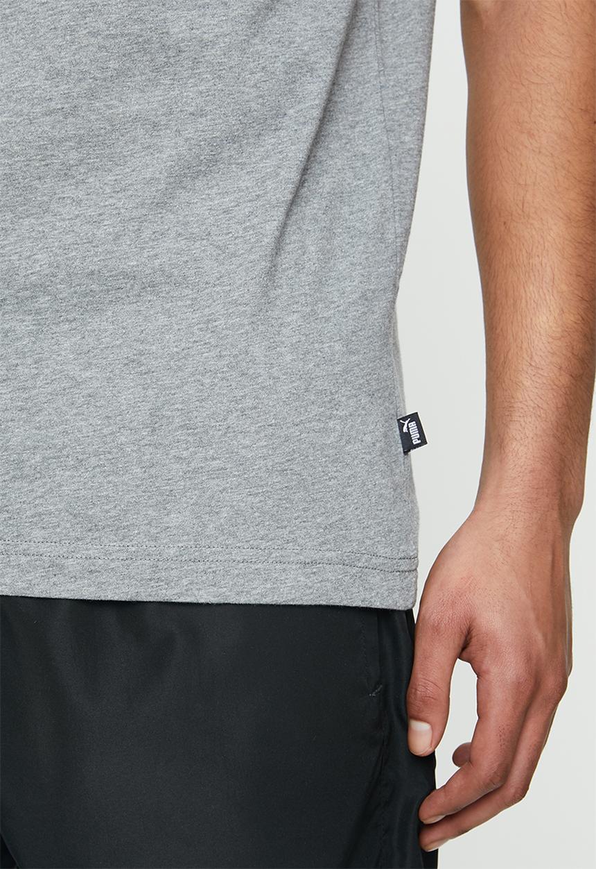 PUMA - Essential V-neck tee - mid grey heather