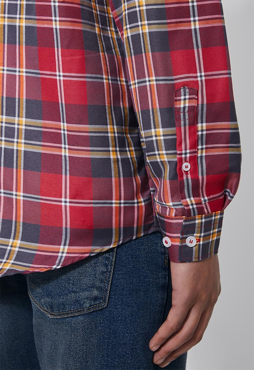 Superbalist - Barber regular fit long sleeve shirt - red & navy