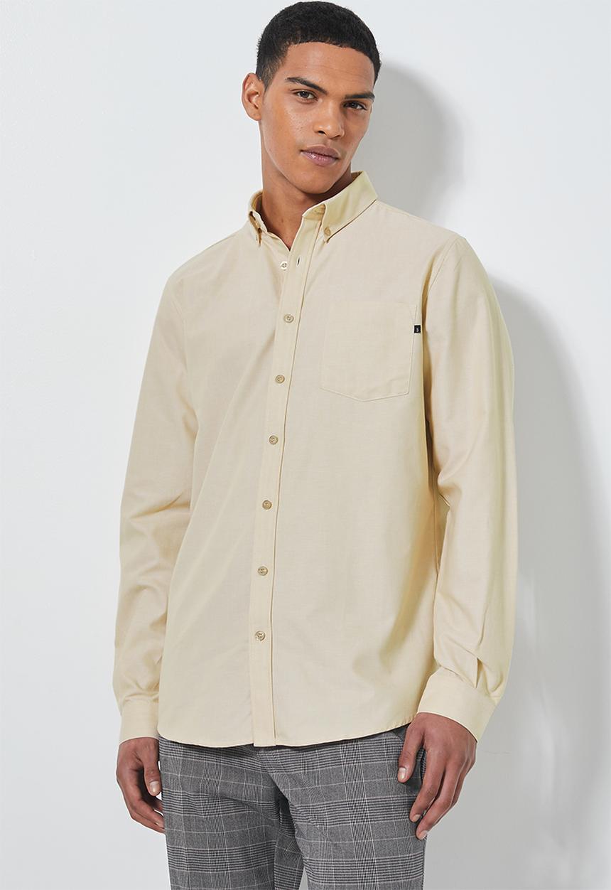 Superbalist - Barber regular fit long sleeve oxford shirt - beige