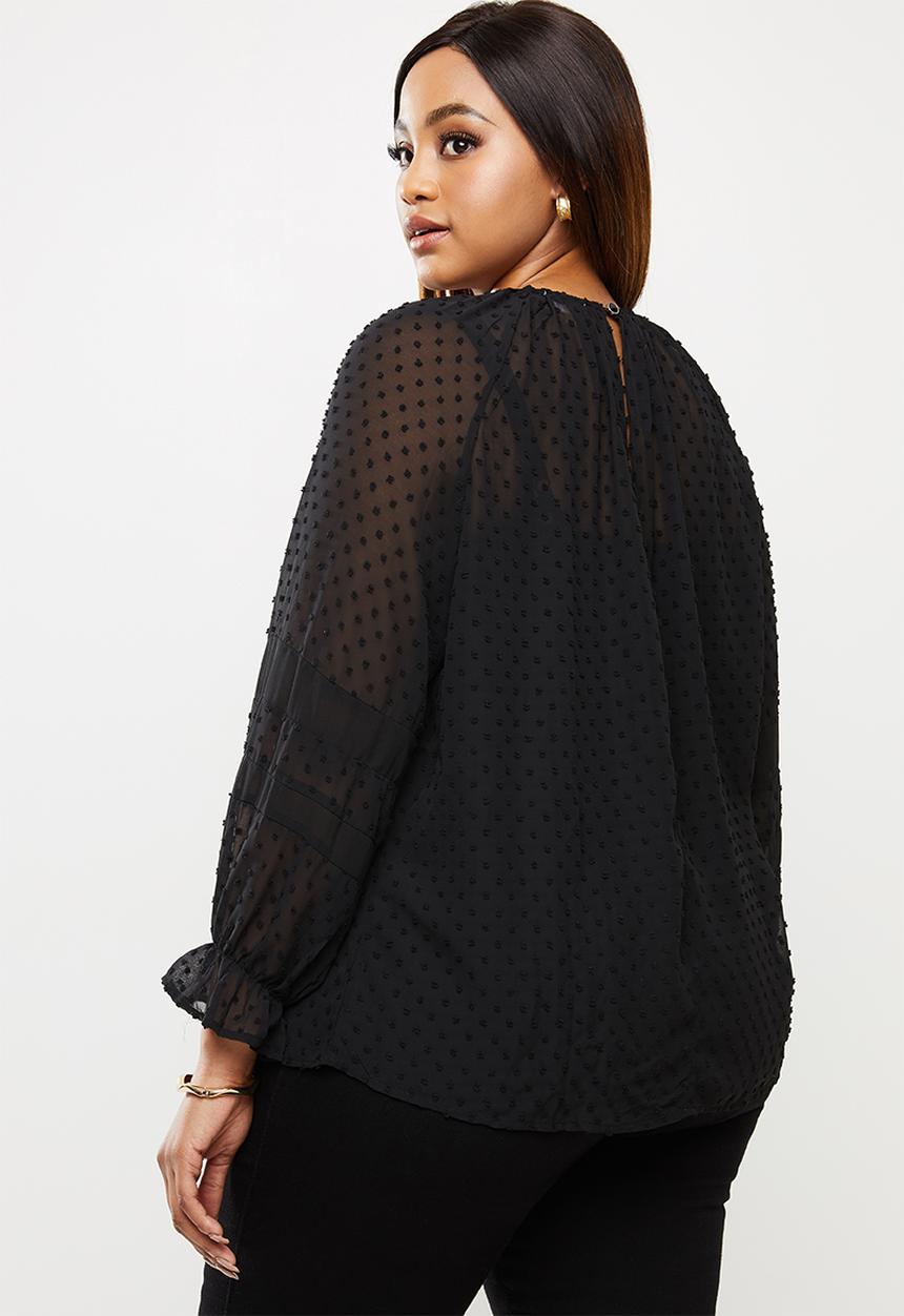edit Plus - Plus lace inset blouse - black
