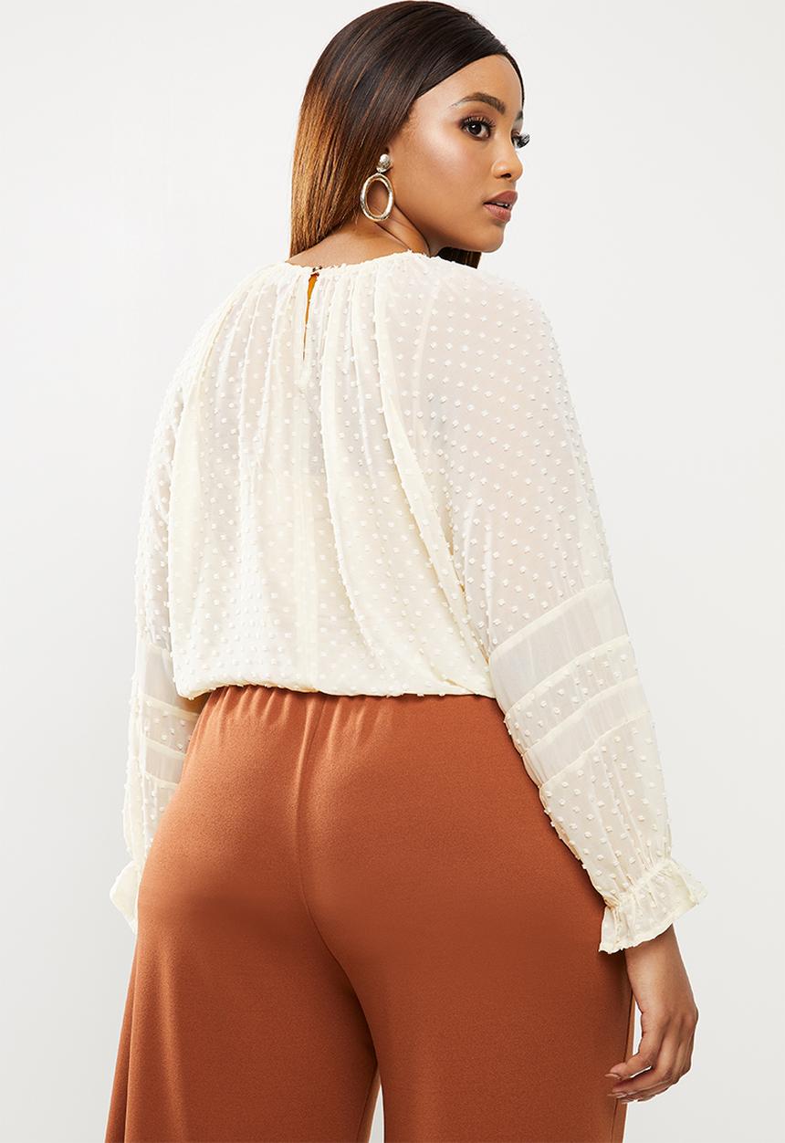 edit Plus - Plus lace inset blouse - beige