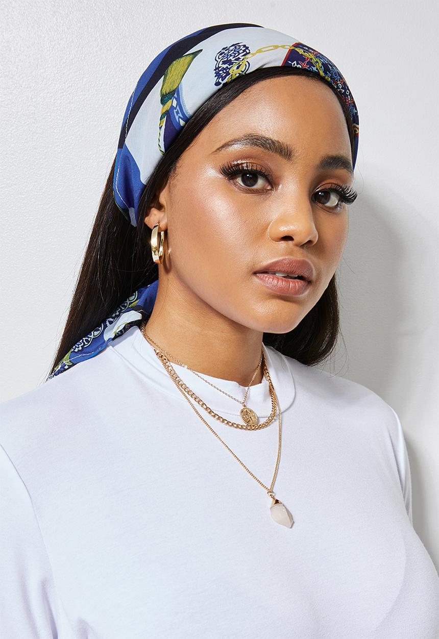 Superbalist - Vintage chain print neckerchief - blue & black