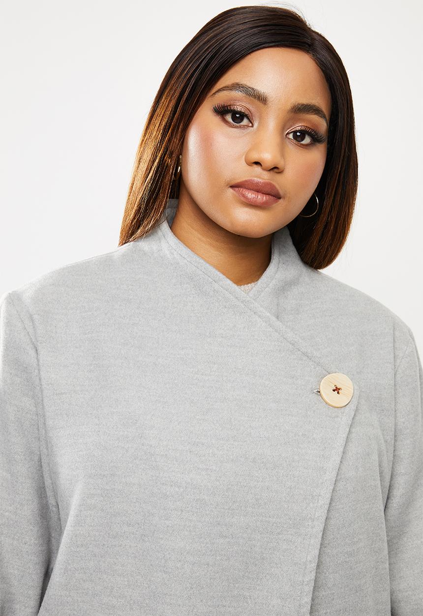 edit Plus - Plus funnel neck coat - grey