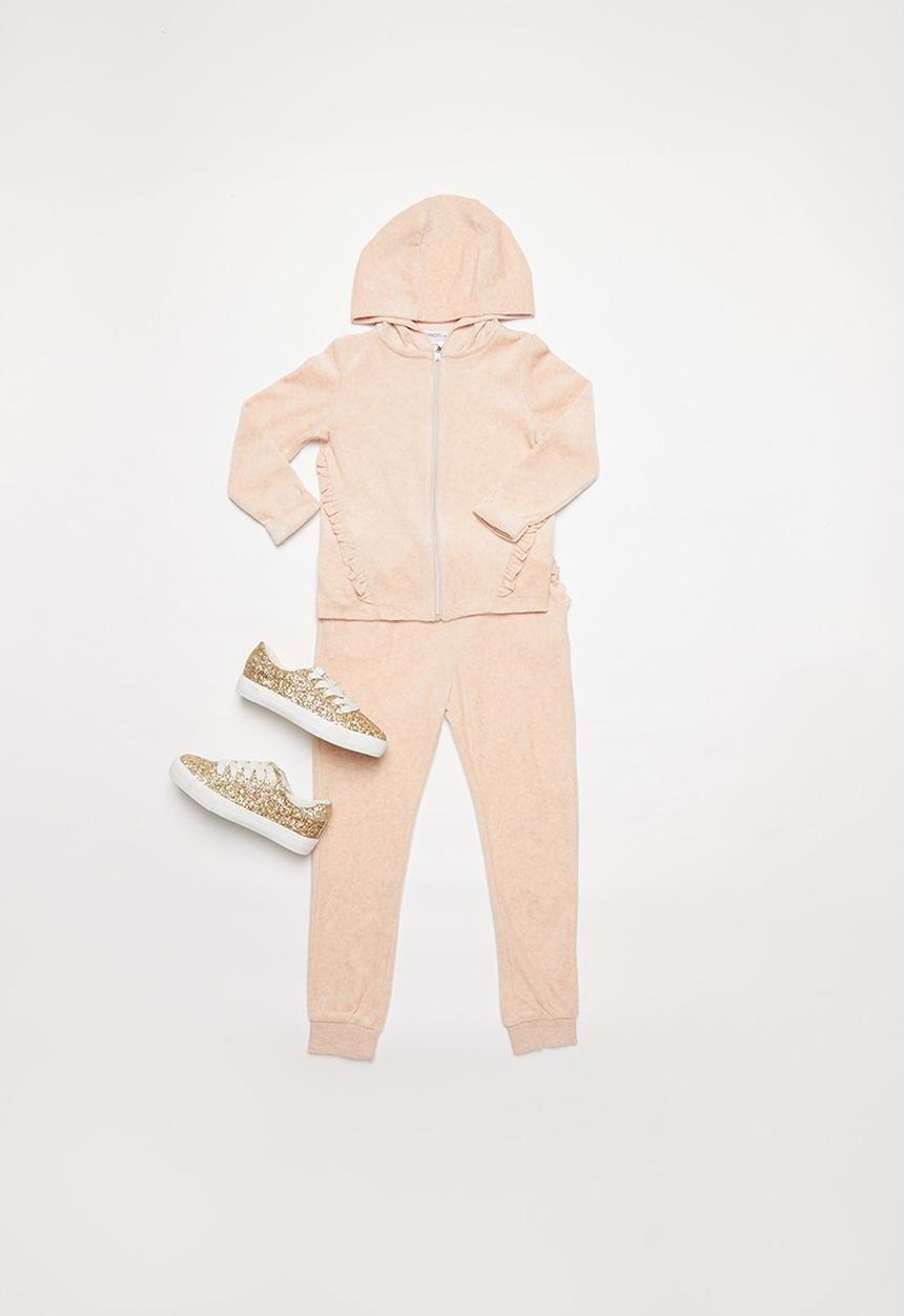 MINOTI - Kids velour zip thru - pink