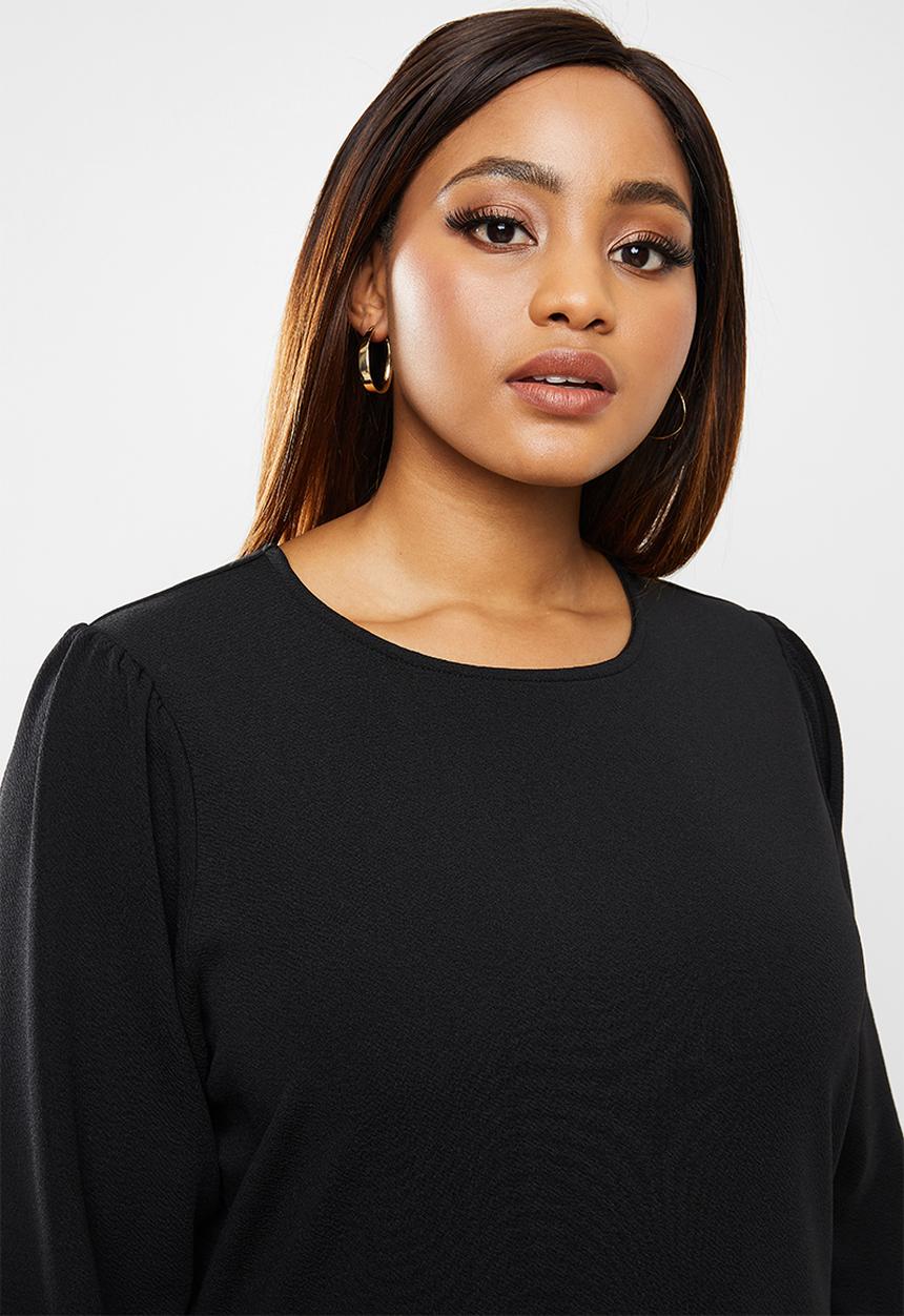 edit Plus - Knit tiered dress - black