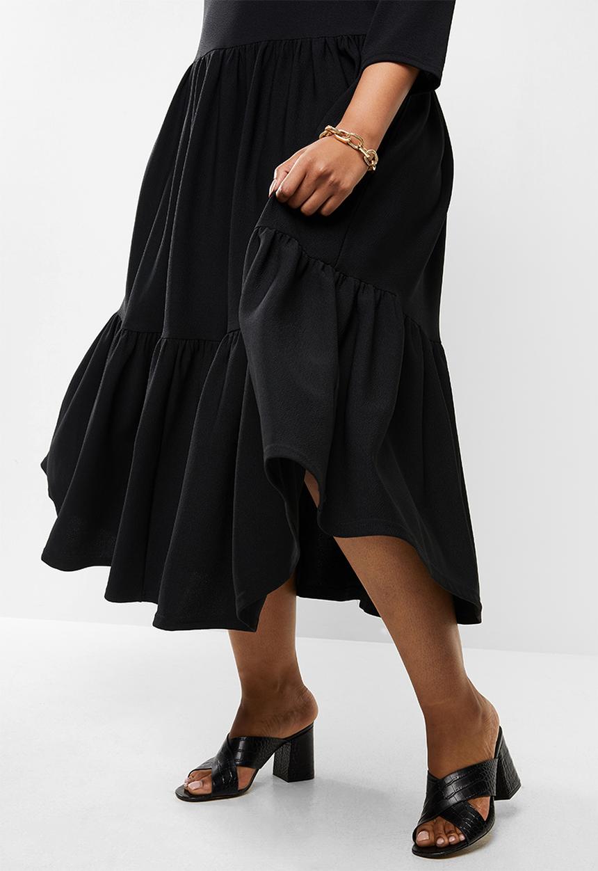 edit Plus - Knit tiered dress - black
