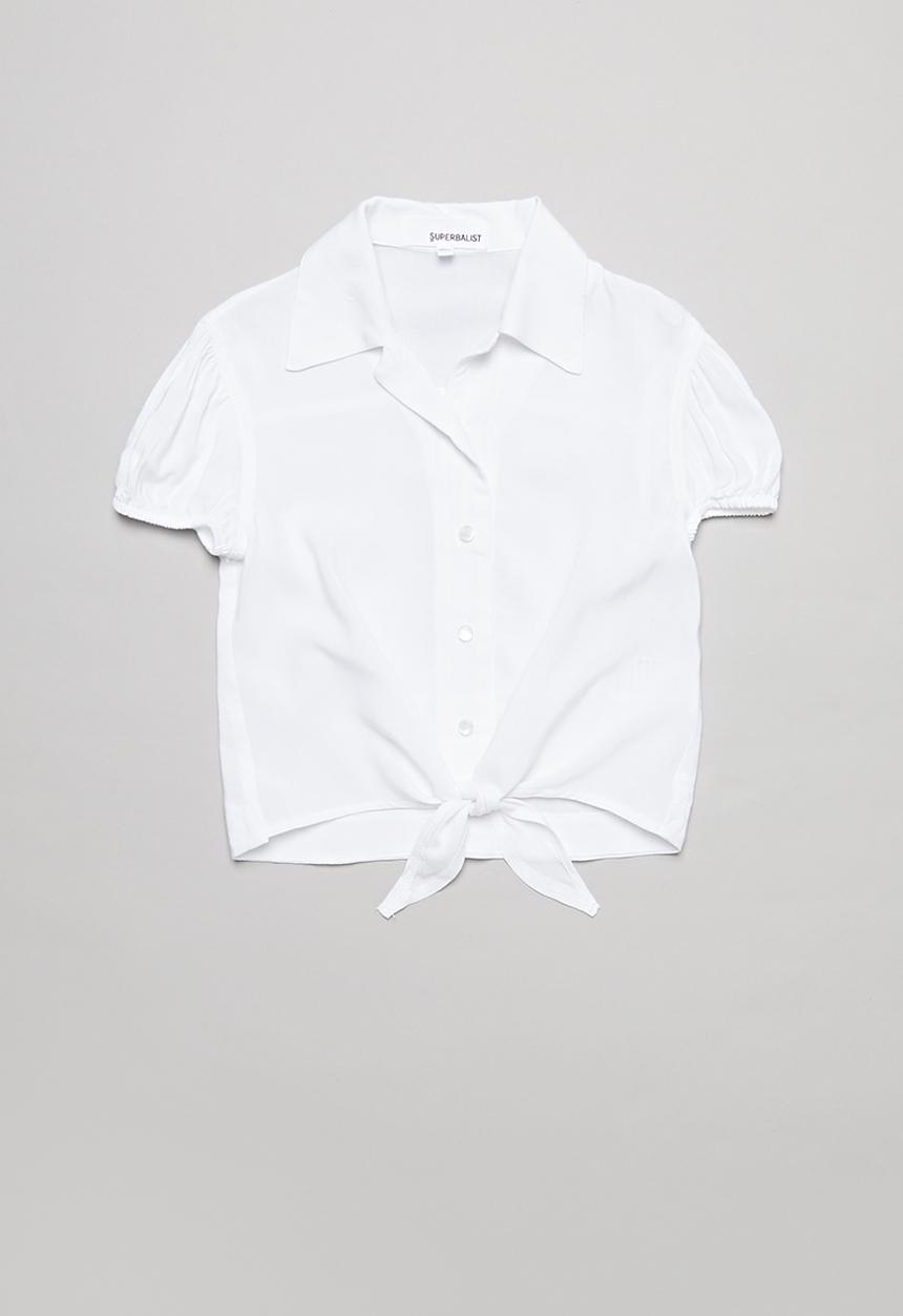Superbalist - Girls tie front shirt - white