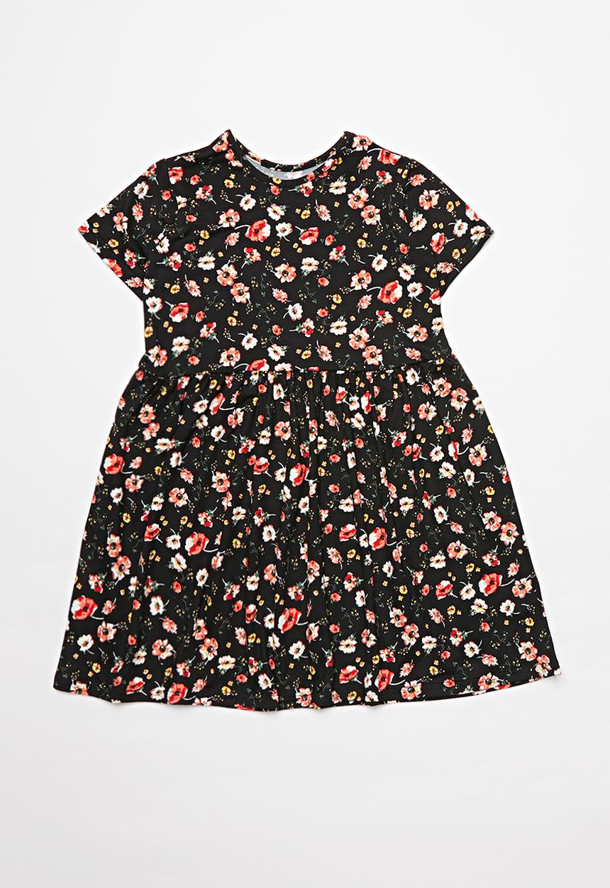 Pop Candy - Printed short sleeve dress - black & red