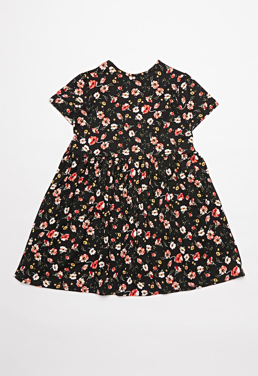 Pop Candy - Printed short sleeve dress - black & red