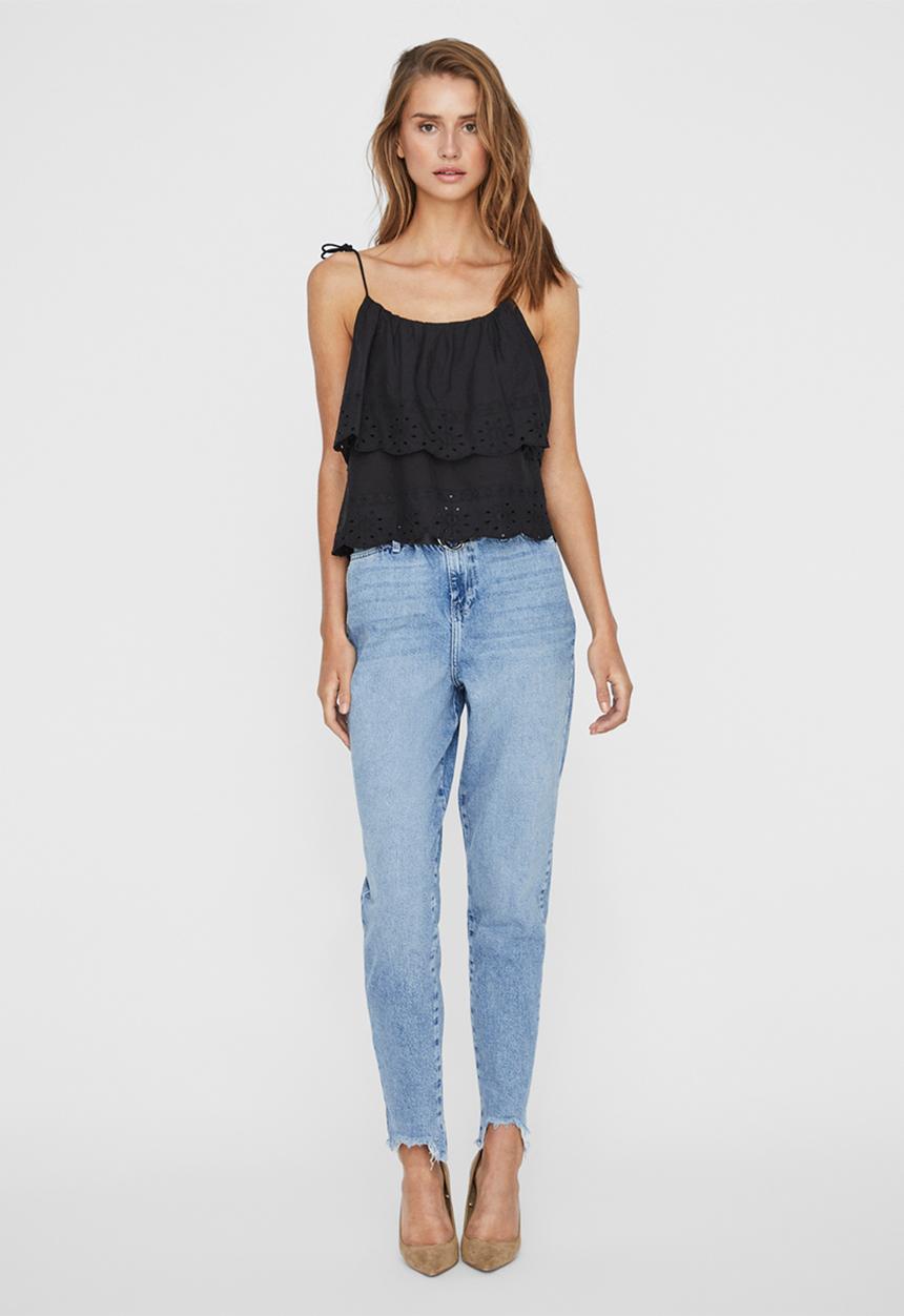 Vero Moda - Zakynthos boho singlet - black