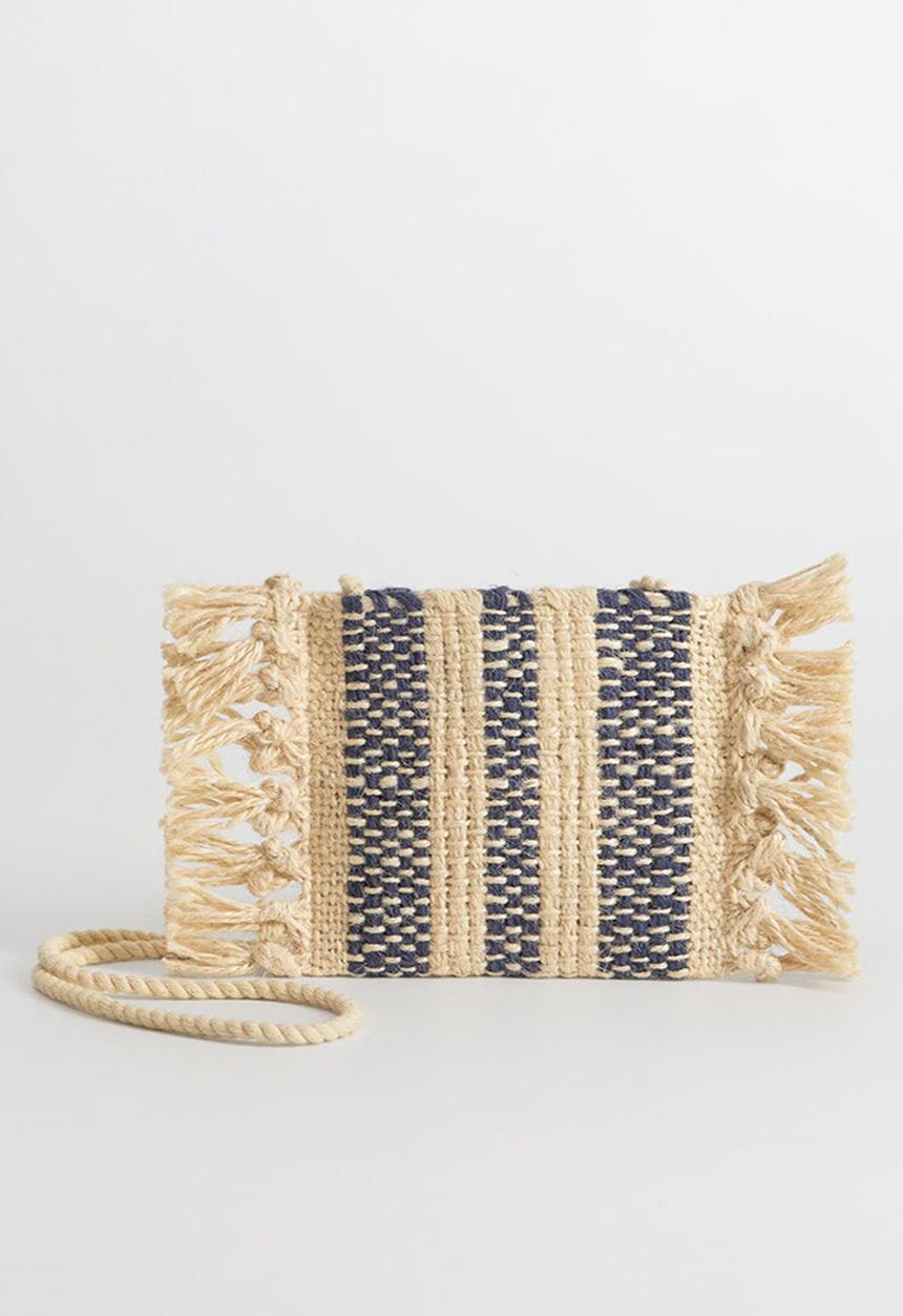 MANGO - Bag arpi - beige & blue 