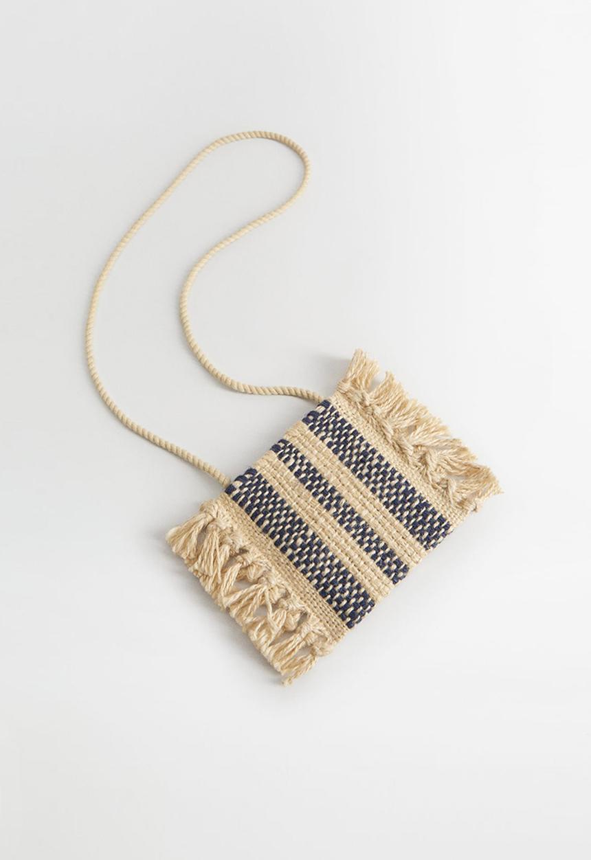 MANGO - Bag arpi - beige & blue 