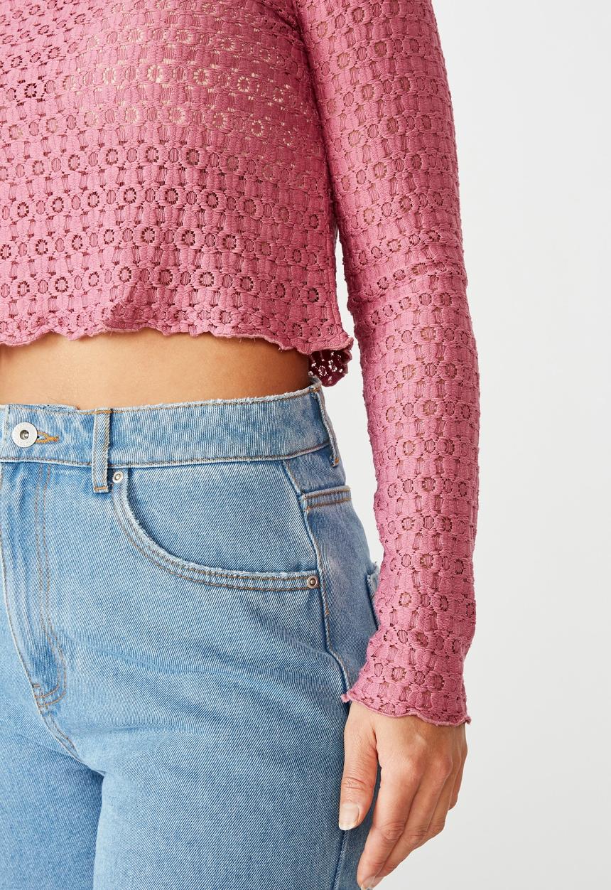 Factorie - Long sleeve dainty texture - ruby plum