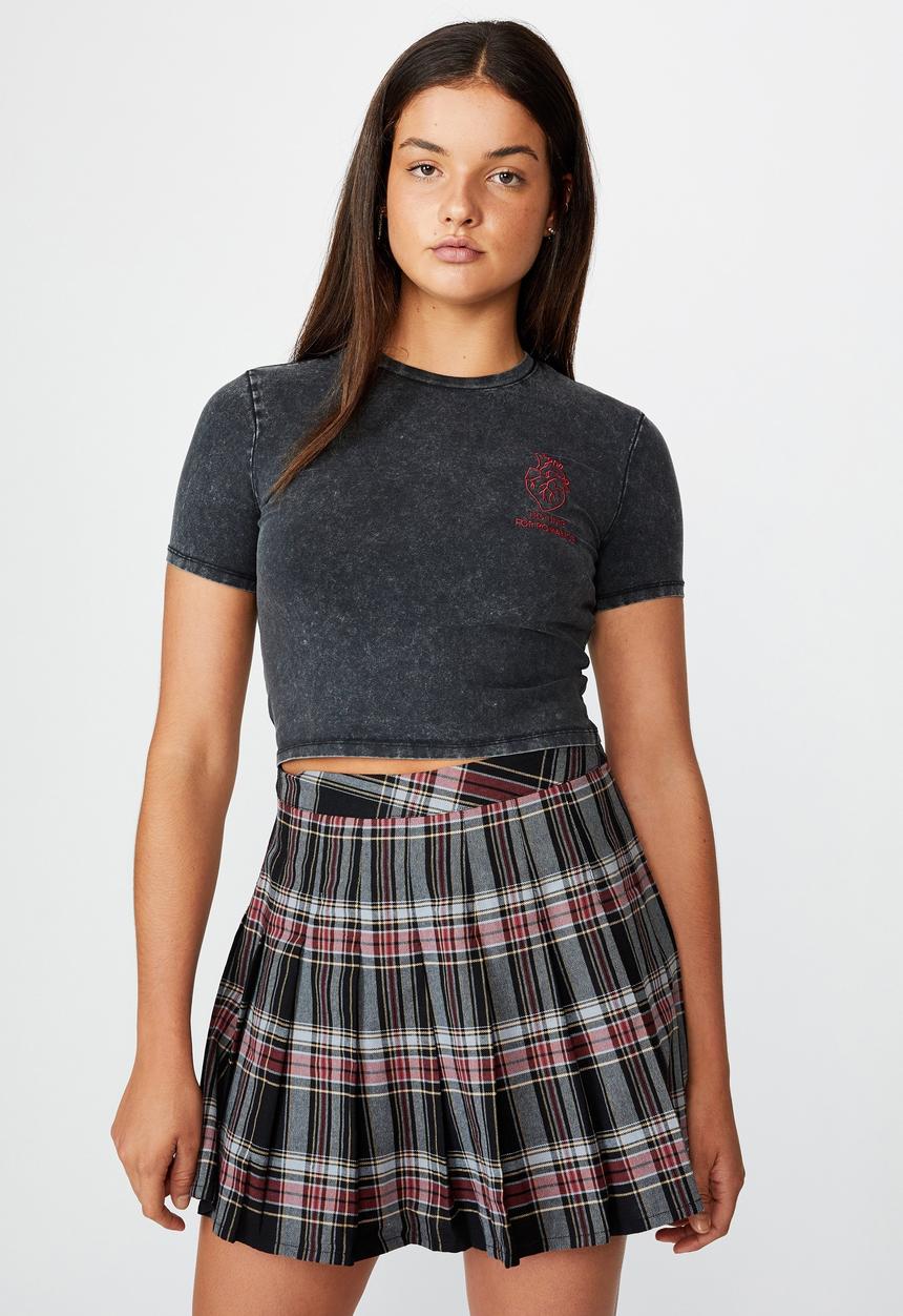 Factorie - Pleated skirt - brianna black check