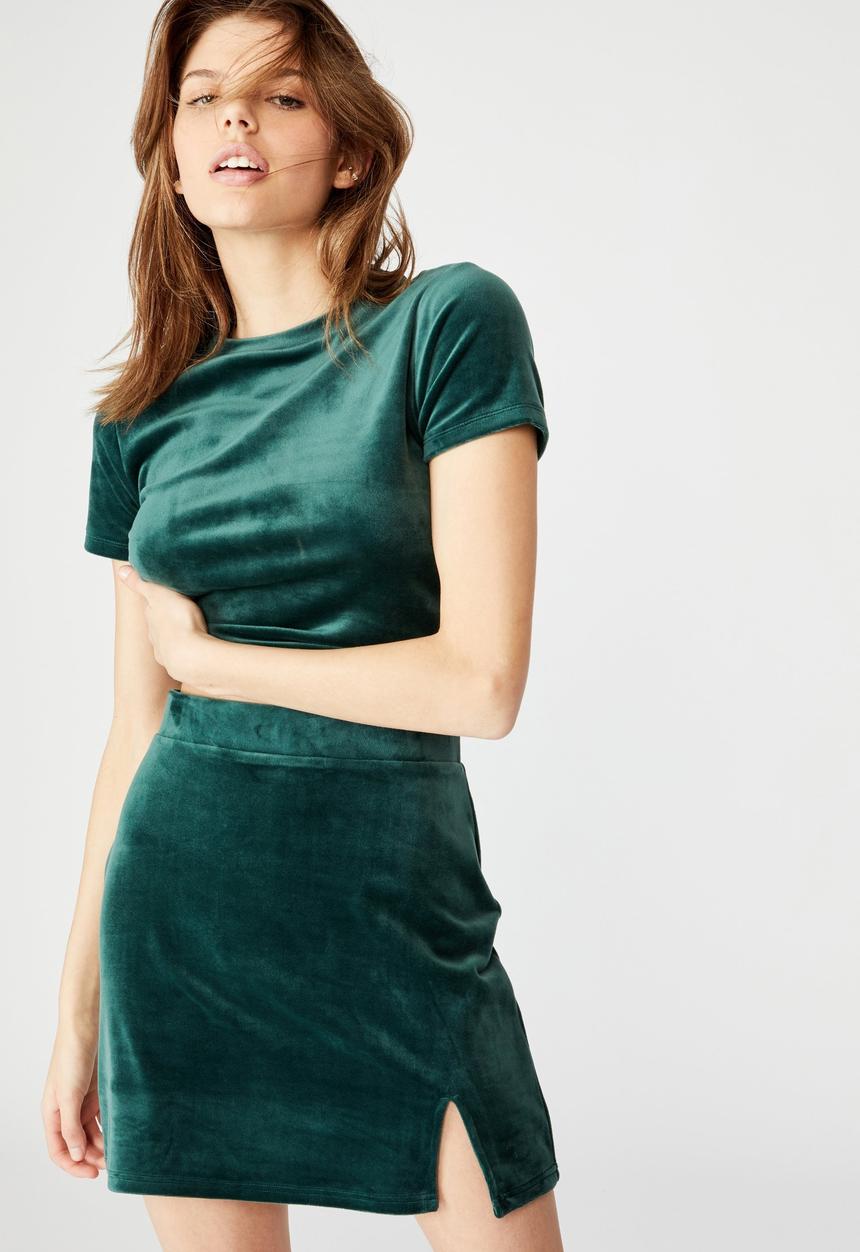 Factorie - Velvet  split skirt - ponderosa pine