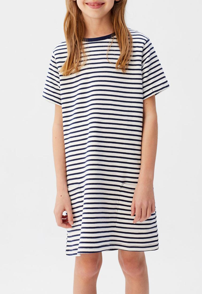 MANGO - Dress raya - navy & white 