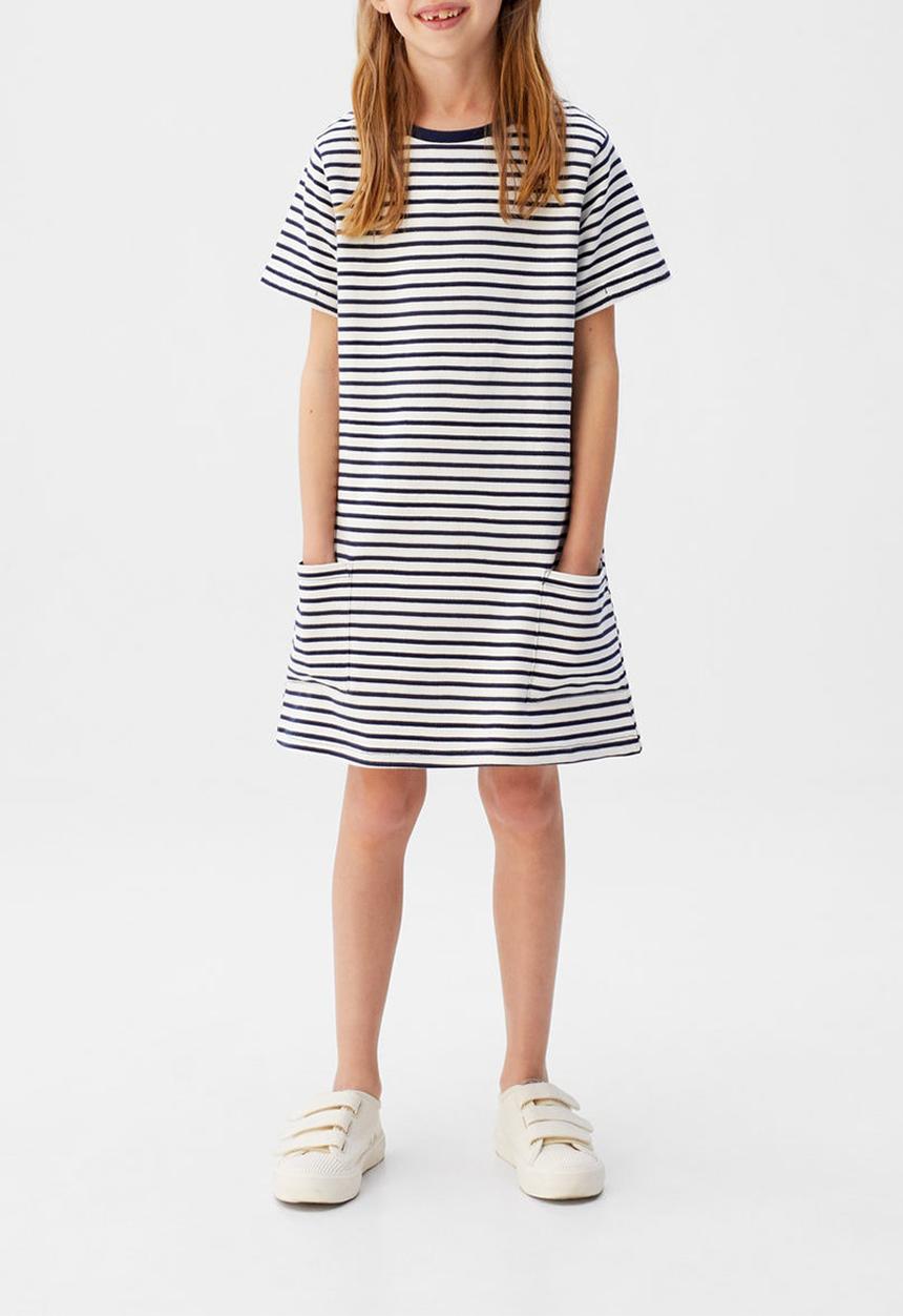 MANGO - Dress raya - navy & white 
