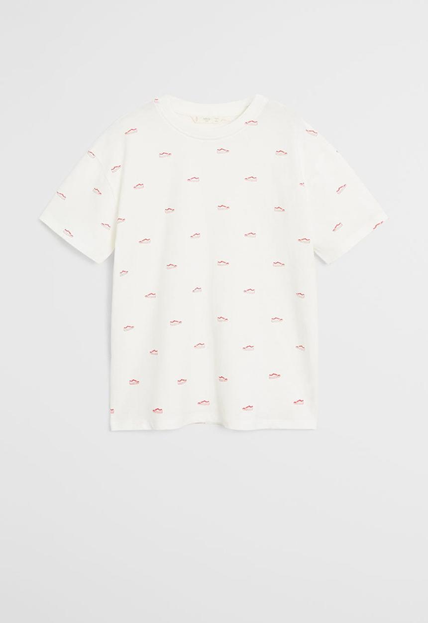 MANGO - T-shirt stamp  - white & pink