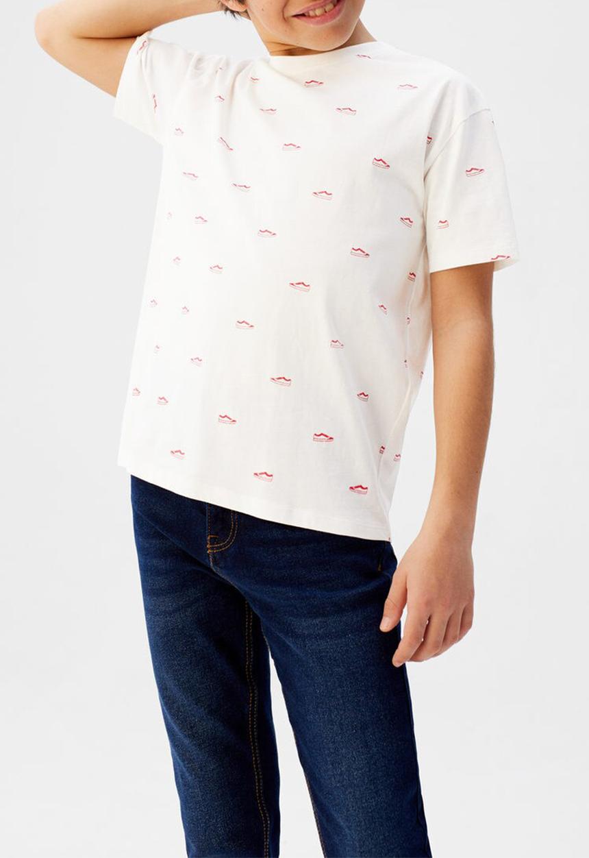 MANGO - T-shirt stamp  - white & pink