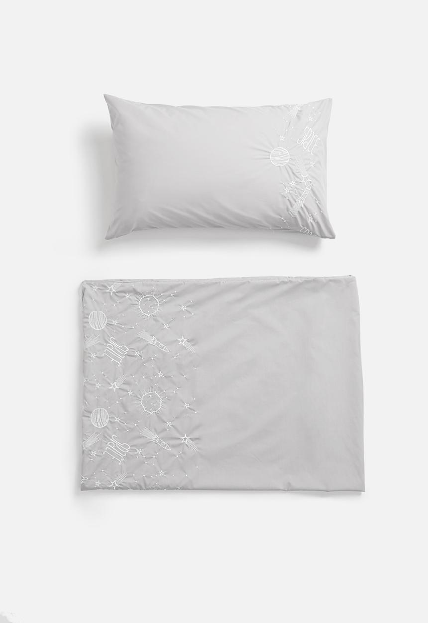 Sheraton Textiles - Cosmic embroidered duvet cover set - grey