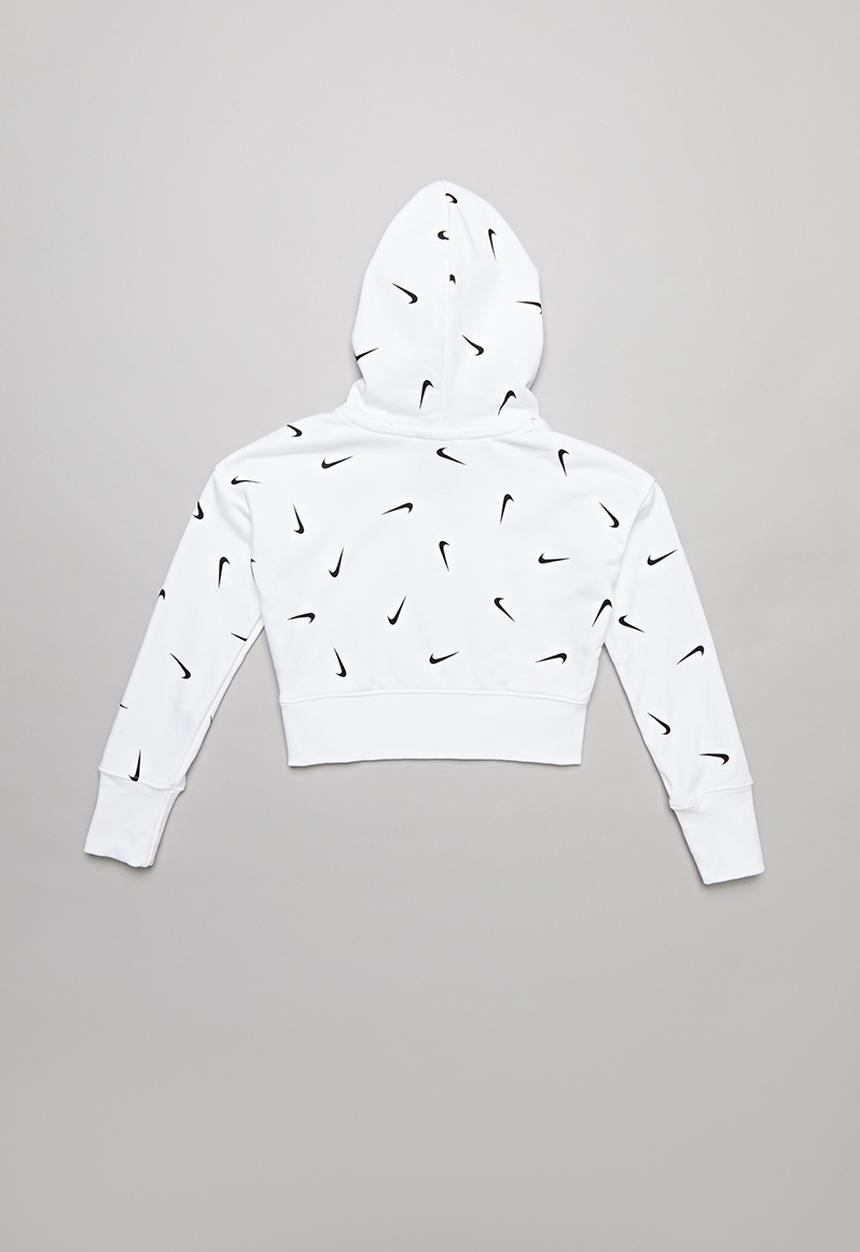 Nike - Girls nsw crop hoodie aop  - white & black