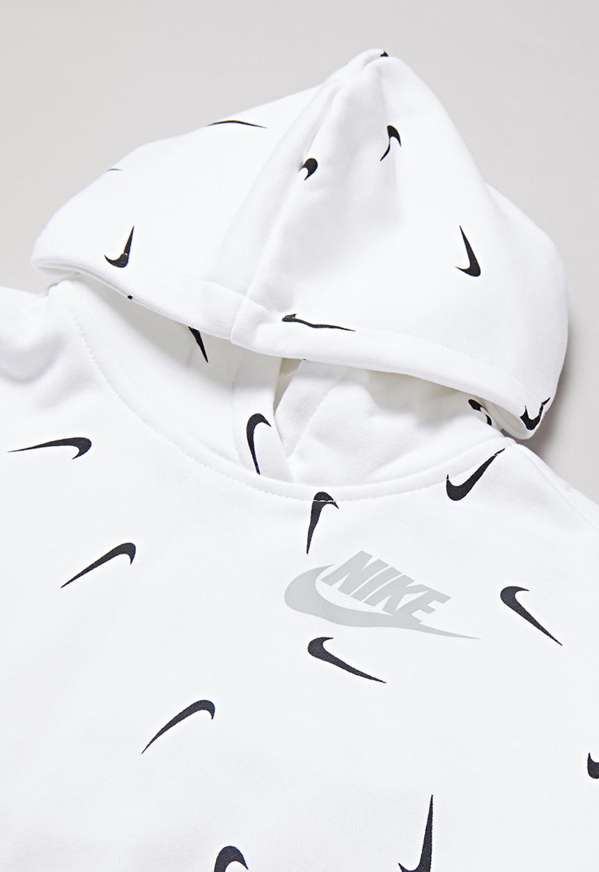 Nike - Girls nsw crop hoodie aop  - white & black