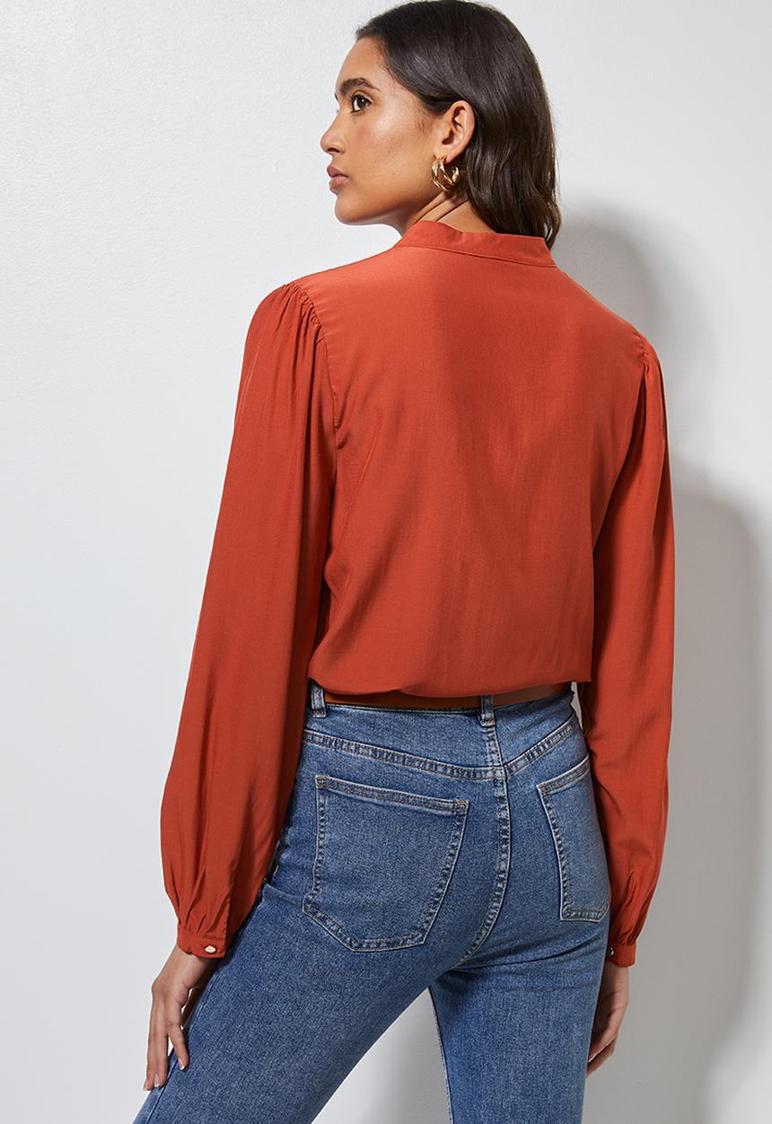 Superbalist - Longline tie blouse - rust