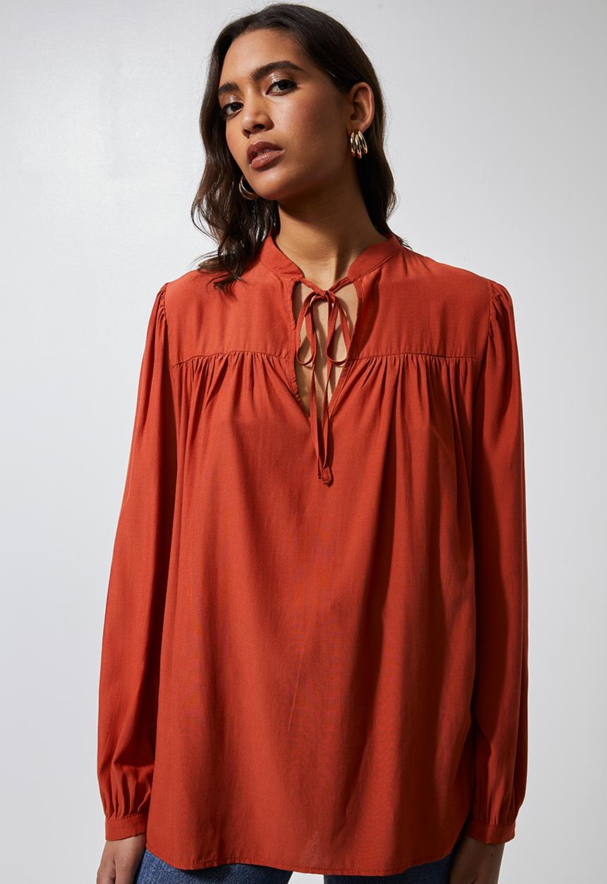 Superbalist - Longline tie blouse - rust