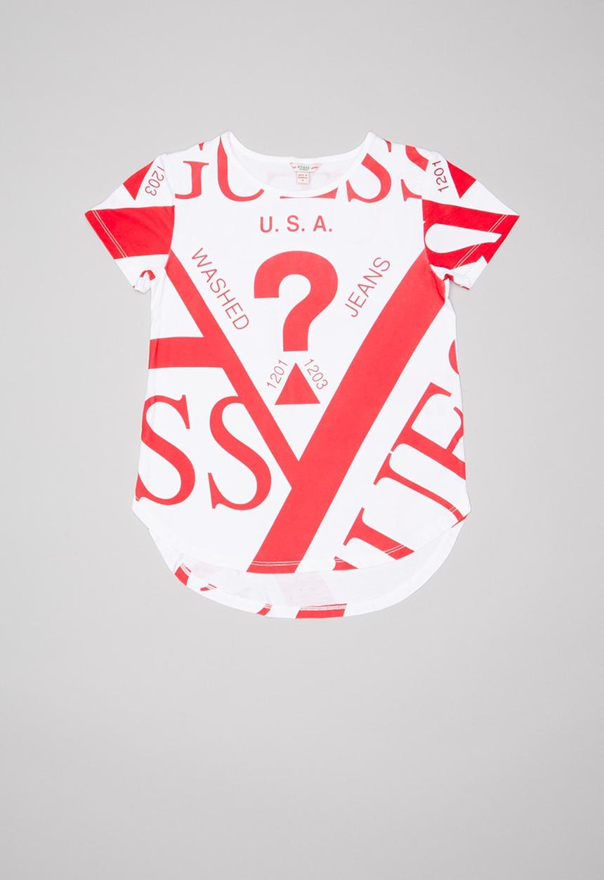 GUESS - Short sleeve Guess fashion tee - white & red 