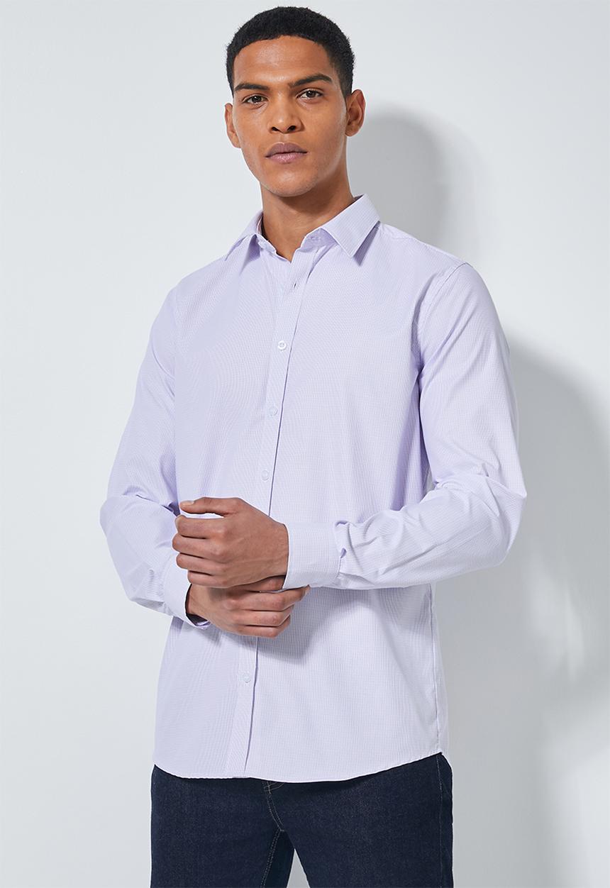 Superbalist - Jos slim fit long sleeve shirt - purple check