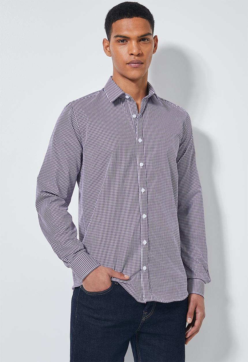Superbalist - Jos slim fit long sleeve shirt - purple pattern