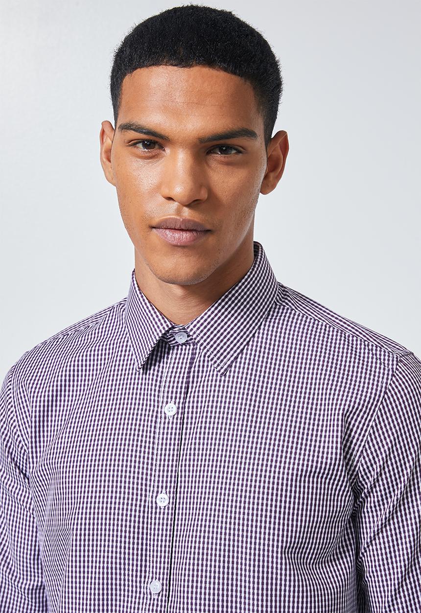 Superbalist - Jos slim fit long sleeve shirt - purple pattern