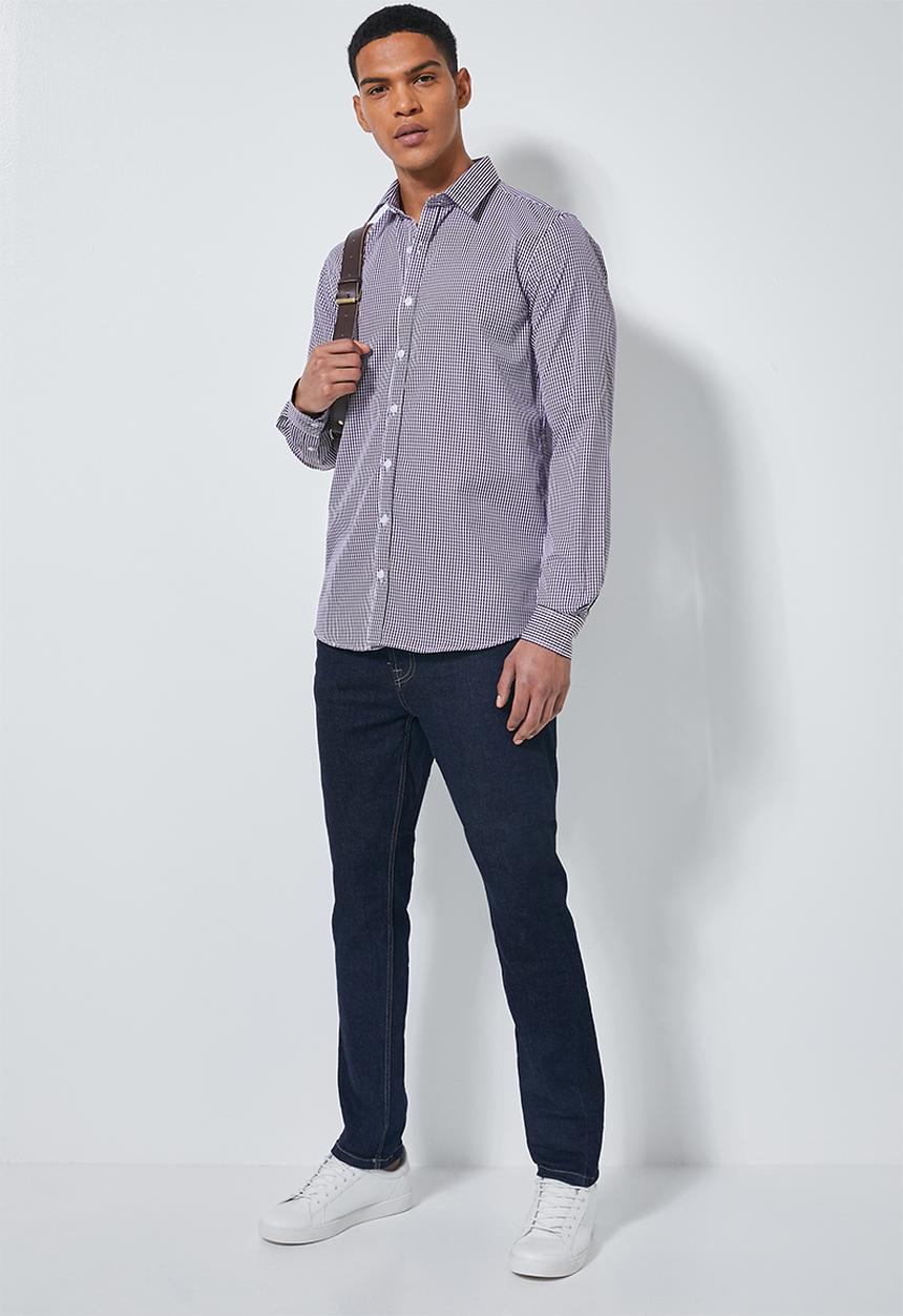 Superbalist - Jos slim fit long sleeve shirt - purple pattern