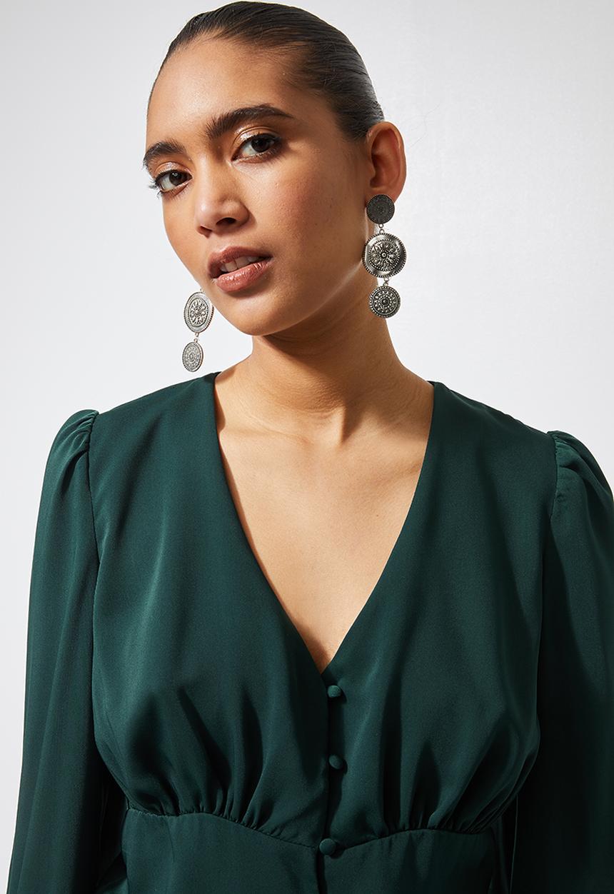 Superbalist - V-neck button down blouse - emerald